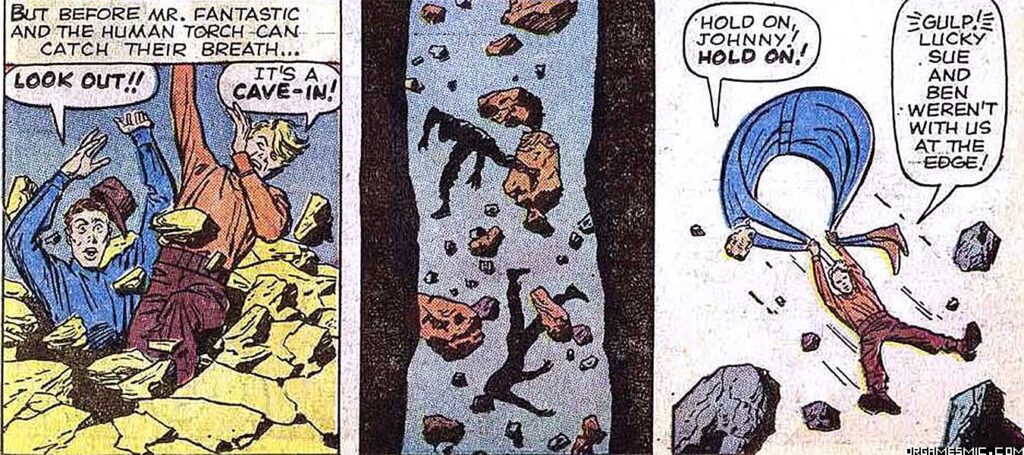 Reed Richards and Johnny Storm falling